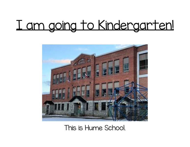Image of the cover page of a social story for kindergarten families and students